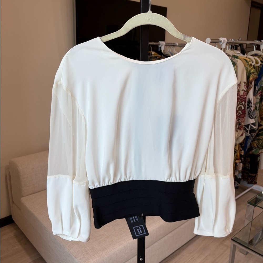 Herve Leger Elegant White and Black Women's Top